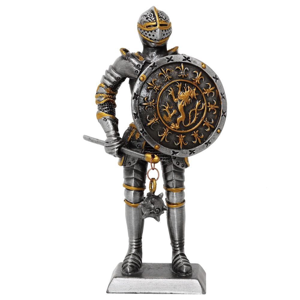 Pewter Knight with round shield and morning star