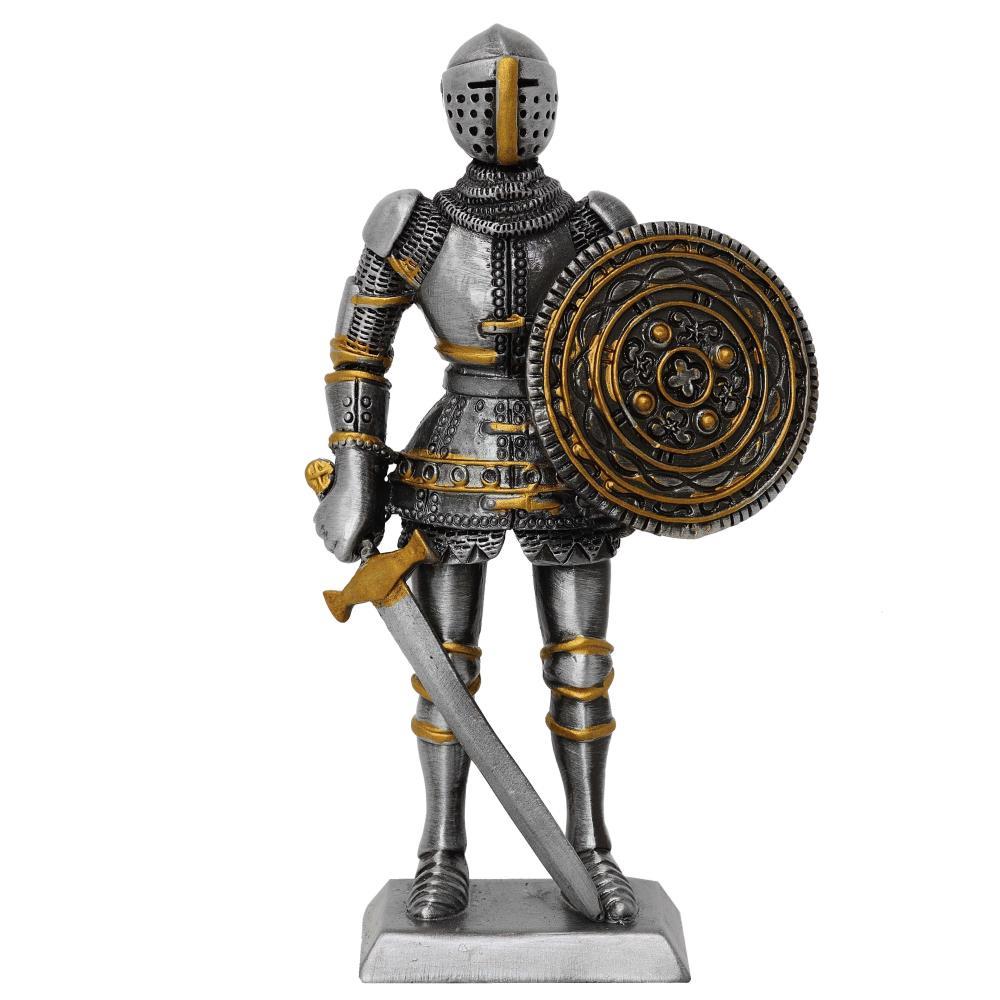 Pewter Knight with round shield and sword