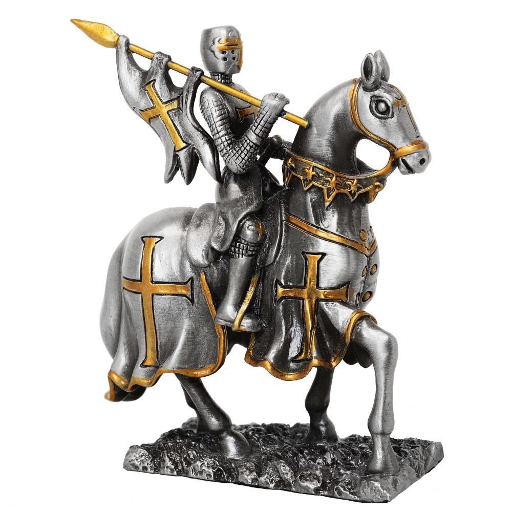Pewter Knight - Crusader on horse with flag