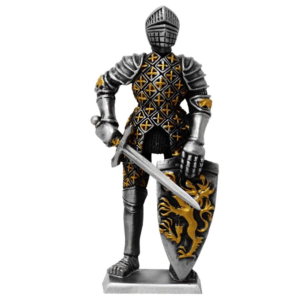 Zinnritter mit Schwert und Löwenschild